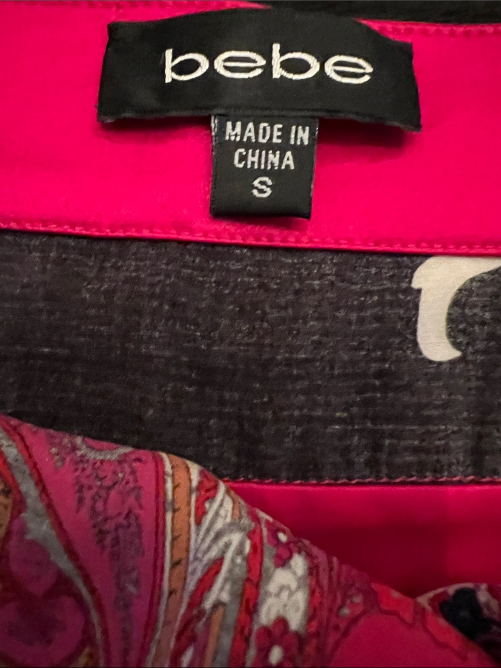 Bebe Vibrant Pink and Black Silk Halter Top Size Small - Picture 3 of 6